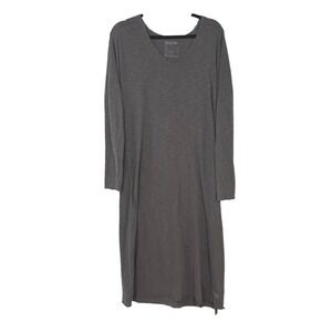 Poetically Correct Lagenlook Maxi Dress Large Gray Raw Hem Distressed Layer